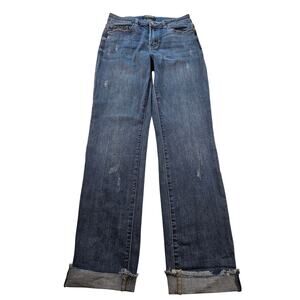 Judy blue size 7/28 cuffed blue jeans boyfriend fit stretch relaxed comfort EUC